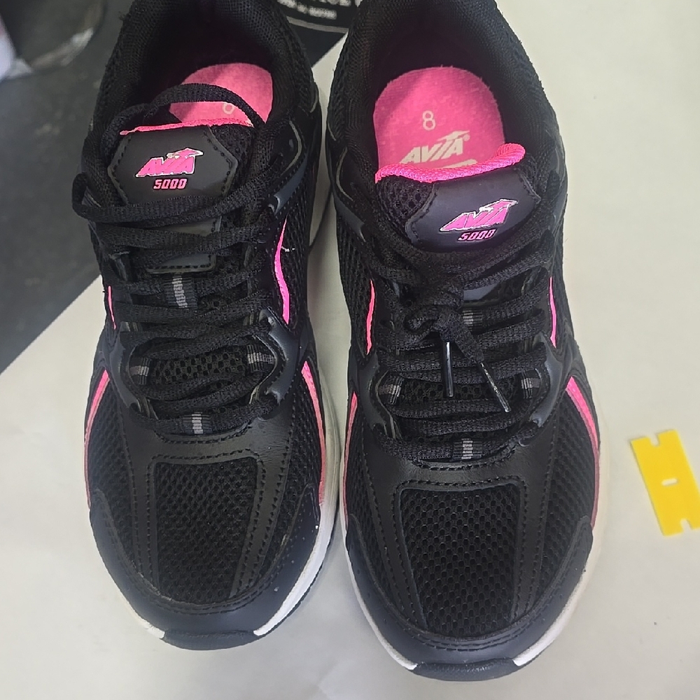 Avia Black and Pink Athletic Shoes with Cushioned Midsole and Breathable Mesh